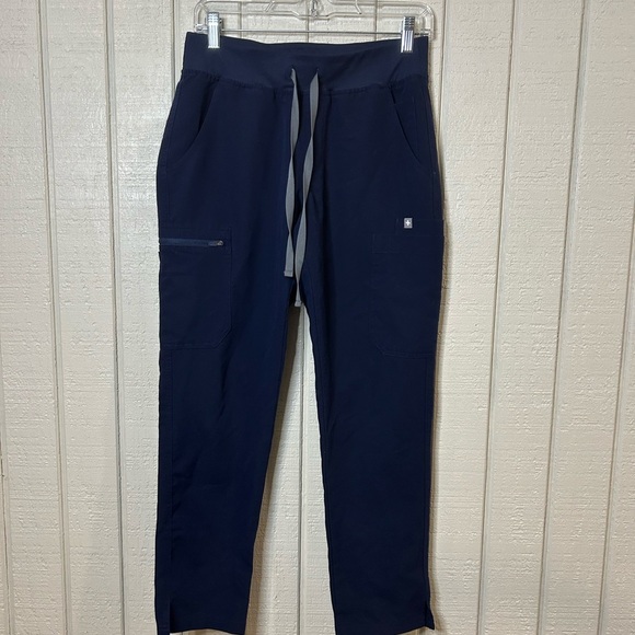 Figs Blue Scrub Pants with Elastic Waistband and Tapered Legs - Picture 2 of 8